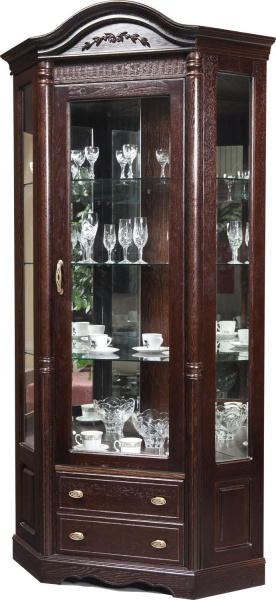 Шкаф-витрина угловая Паола БМ2.671.0.07(2115) (Горячий шоколад)