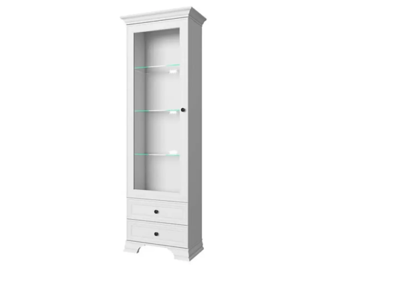 Шкаф с витриной 1V2S ТИФФАНИ Белый