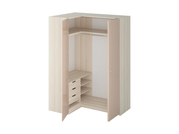 Шкаф Uno угловой / левый (Корпус Ясень Коимбра, Фасад Капучино глянец)