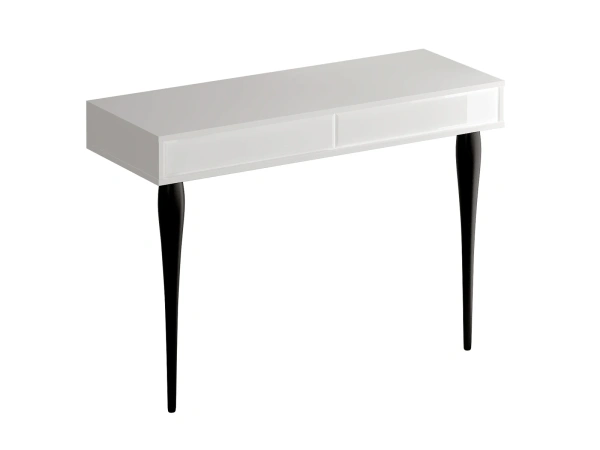 Столик туалетный Cloud (Корпус Белый, Фасад Стекло белое, Ножки Черные)