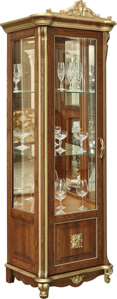Шкаф-витрина Алези Люкс П1.349.0.08-01 (П350.08-01л) (Слоновая кость с золочением)