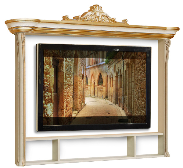 Полка Алези Люкс П1.349.0.21 (П350.21л) (Слоновая кость с золочением)