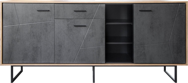 Тумба Лайн П6.619.0.12 (П619.12) (Камень серый/Дуб вотан/Чёрный)