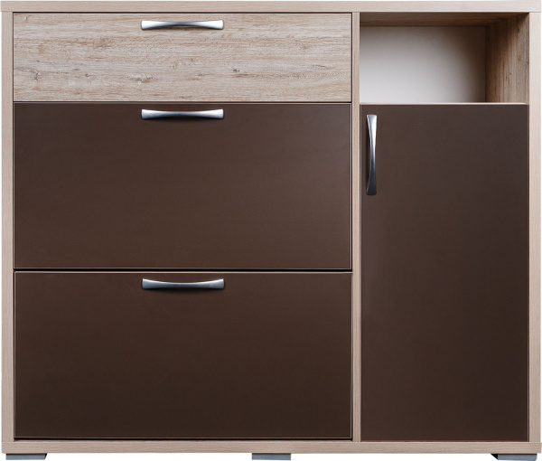 Тумба для обуви П564.08 от н/м для прихожей Верес (Дуб версаль+Темно-коричневый)