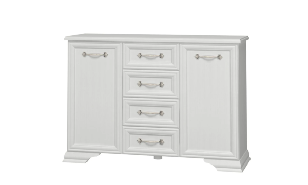 Комод Грация 4 ящика 2 двери (4 ЯЩИКА-2 ДВЕРИ,ЛДСП/МДФ (рамка) цвет Белый (ГОСТИНАЯ))