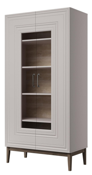 Шкаф с витриной Гориция двухдверный (Персидский Жемчуг/Лак Льняной)