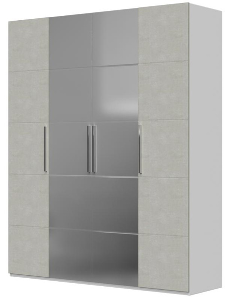 Шкаф распашной Вива ШР-4 с зеркалом (ЛДСП Белый/МДФ Платина 2 зеркала)