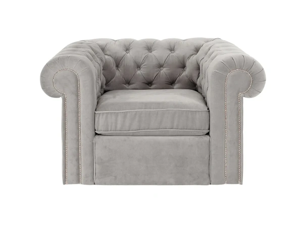 Кресло Chesterfield Furor с молдингами (Ткань Furor 10 светло-серый)