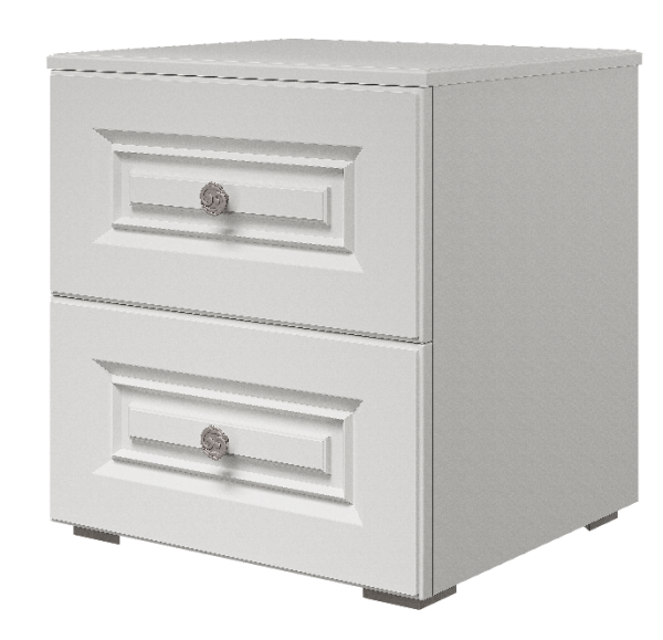 Тумба прикроватная Олимп 2 ящика (,2 ЯЩИКА ЛДСП Белый снег/МДФ (лак) Белый)