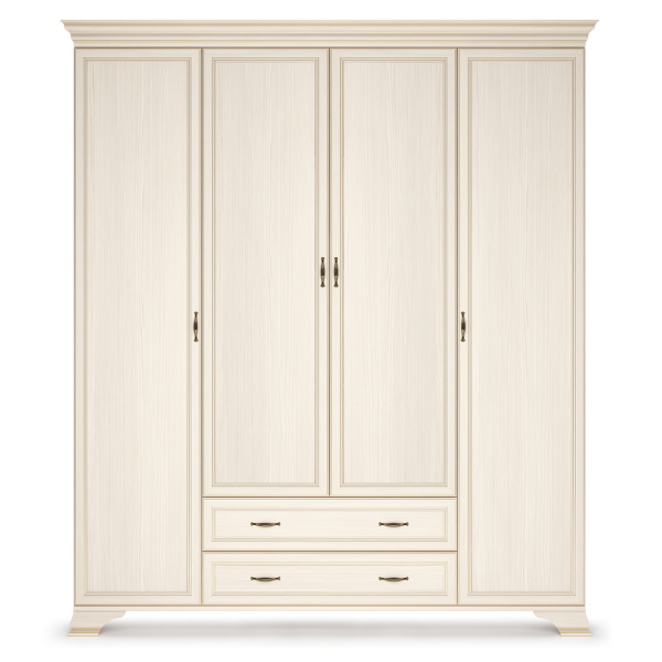 Шкаф распашной четырехдверный Сиена (Бодега Белый (Патина «Золото»))