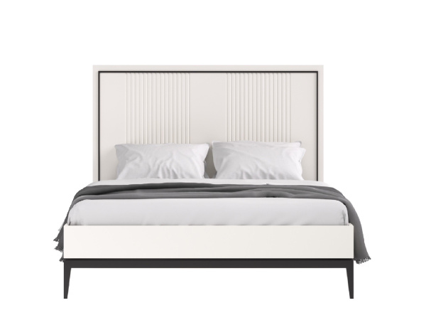 Кровать двуспальная Nice (Молочный/Черный 1400*2000 Без подъемного механизма)