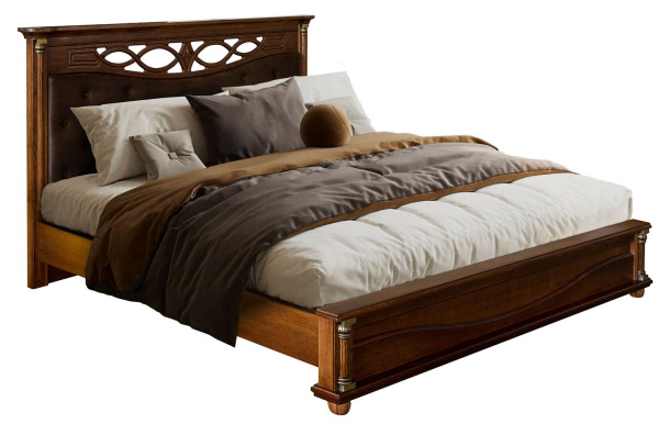 Кровать двойная Валенсия Д Классик с мягким изголовьем (Античная бронза 1600*2000)