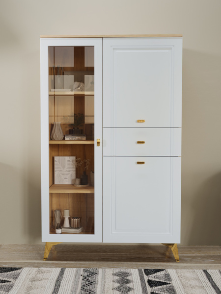 Шкаф низкий (1 стеклодверь) Вега Сапфир