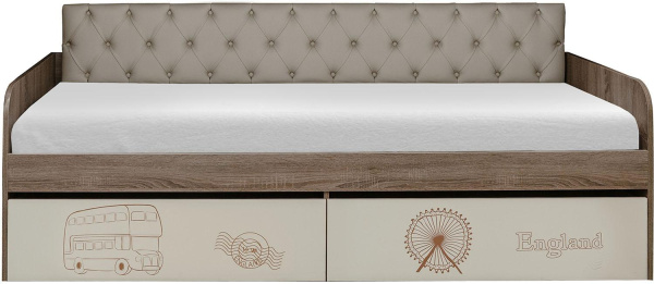 Кровать 1-08 Бритиш Бум П3.0551.1.34 (Дуб трюфельный + крем)