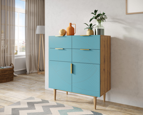 Большой комод с четырьмя ящиками и дверками Line LN17/GR1