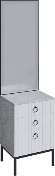 Тумба Бержер с зеркалом (Метрополитан Грей/Белый)