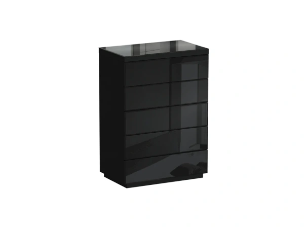Комод Kristal 5 ящиков (Черный, Стекло черное)