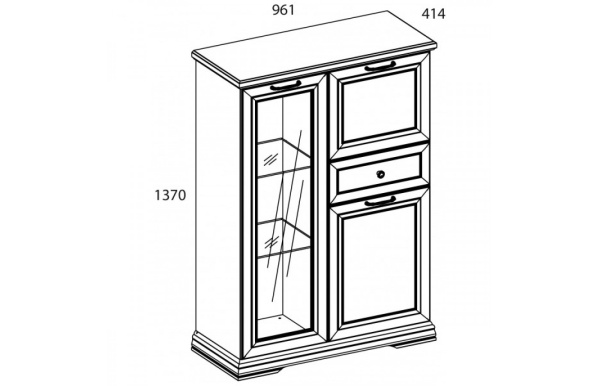 Шкаф с витриной 1V2D1S SEVILLA